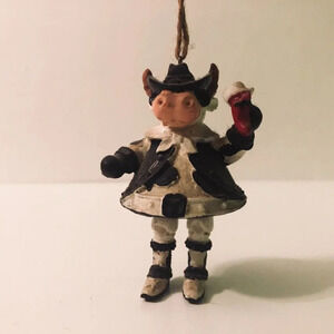 Vintage Holstein Bull Christmas Ornament Cowboy Cow  Western Holiday